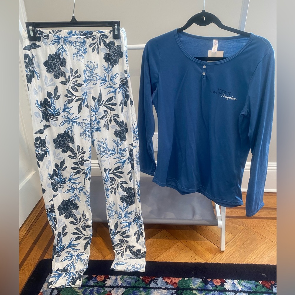Provocame pajama set - blue floral design - love is everywhere text